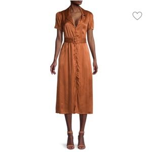 NWT WEWOREWHAT Camp Collar Satin Shirtdress